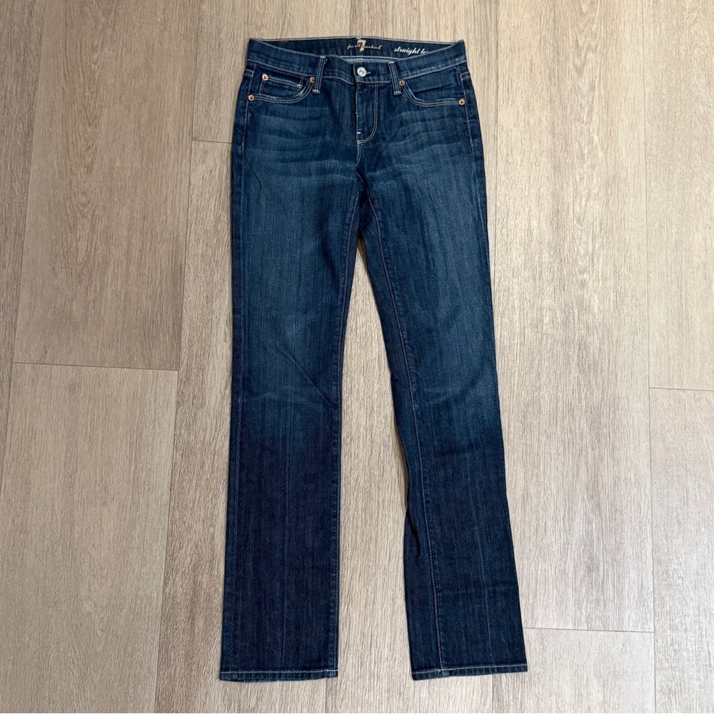 7 For All Mankind - Low Rise Loose Dark Indigo Straight Leg Jeans